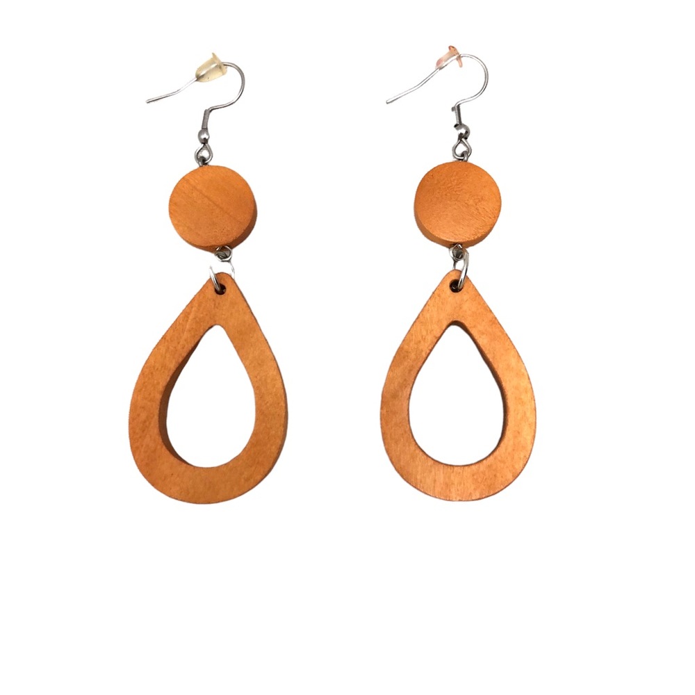 Fansilver African Wooden Dangle Drop Natural Earrings Women Light Brown